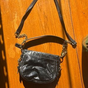 Authentic Leather Coach Crossbody Bag Gold Chain Strap Edgy Chic Y2K